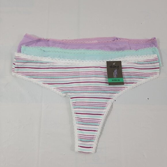 Secret Treasures Cotton Blend 3-Pack Multi-Color Women's Thong - Size Small - Picture 15 of 16